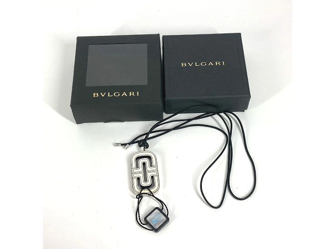 Bulgari Collana in pelle con logo Parentesi di Bvlgari Nero Bianco - vista 12
