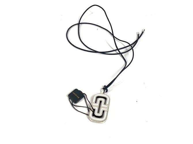 Bulgari Collana in pelle con logo Parentesi di Bvlgari Nero Bianco - vista 3