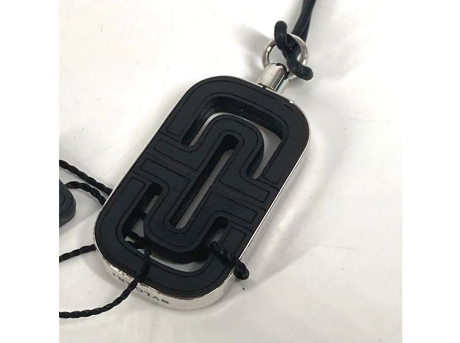 Bulgari Collana in pelle con logo Parentesi di Bvlgari Nero Bianco - vista 4