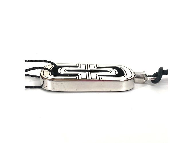 Bulgari Collana in pelle con logo Parentesi di Bvlgari Nero Bianco - vista 5
