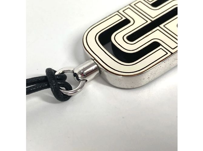 Bulgari Collana in pelle con logo Parentesi di Bvlgari Nero Bianco - vista 7