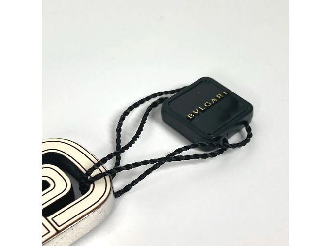Bulgari Collana in pelle con logo Parentesi di Bvlgari Nero Bianco - vista 8
