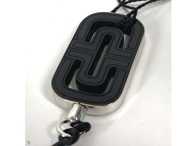 Bulgari Collana in pelle con logo Parentesi di Bvlgari Nero Bianco - vista 9