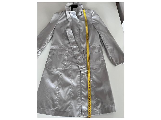 Autre Marque Trench in cotone grigio chiaro con cintura - vista 11
