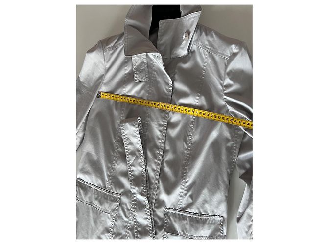 Autre Marque Trench in cotone grigio chiaro con cintura - vista 13