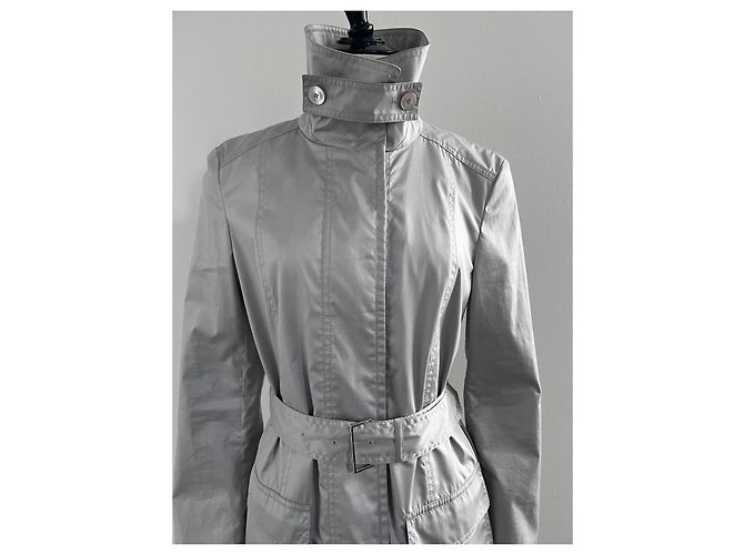 Autre Marque Trench in cotone grigio chiaro con cintura - vista 2