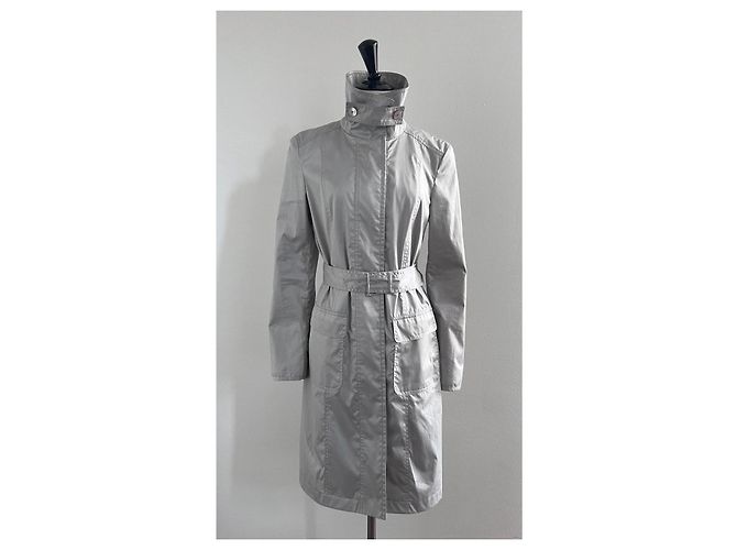 Autre Marque Trench in cotone grigio chiaro con cintura - vista 3