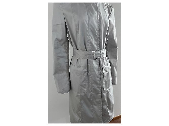 Autre Marque Trench in cotone grigio chiaro con cintura - vista 4
