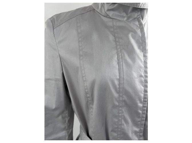 Autre Marque Trench in cotone grigio chiaro con cintura - vista 6