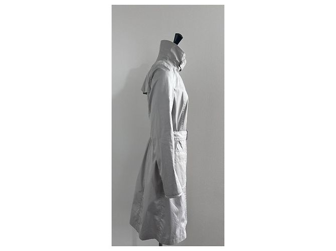 Autre Marque Trench in cotone grigio chiaro con cintura - vista 7