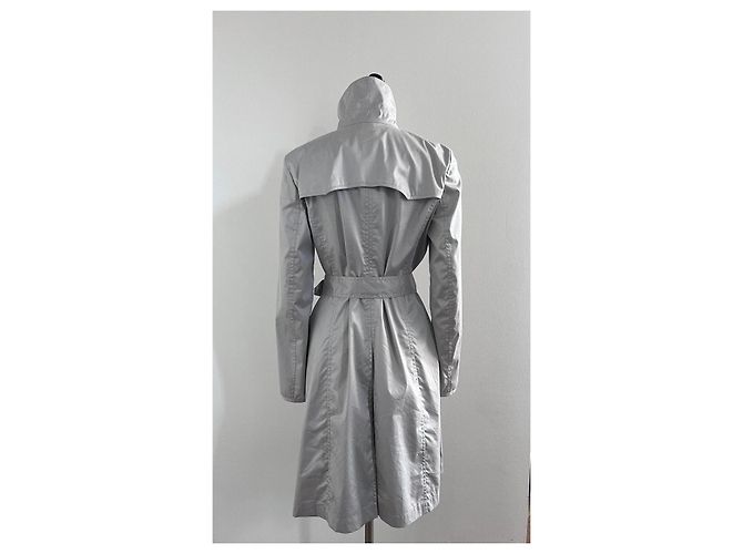Autre Marque Trench in cotone grigio chiaro con cintura - vista 9