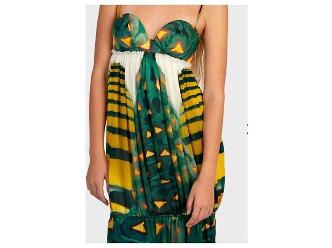 Roberto Cavalli Vestido Wild Amazon Primavera 2009 Verde Amarillo - vista 3