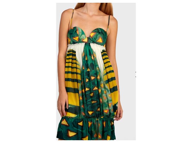 Roberto Cavalli Vestido Wild Amazon Primavera 2009 Verde Amarillo - vista 4