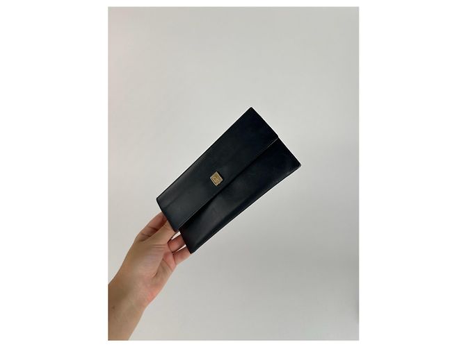 Vintage Dior Leather wallet Black Navy blue - view 10