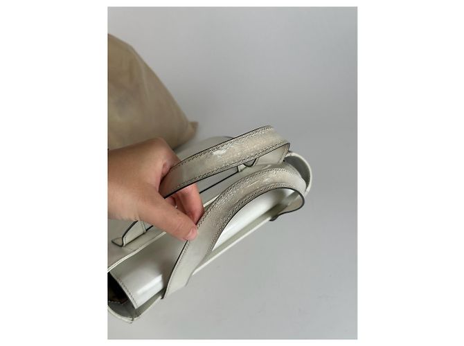 Céline Vintage Celine Paris Leder Baumwollhandtasche weiß - Ansicht 3