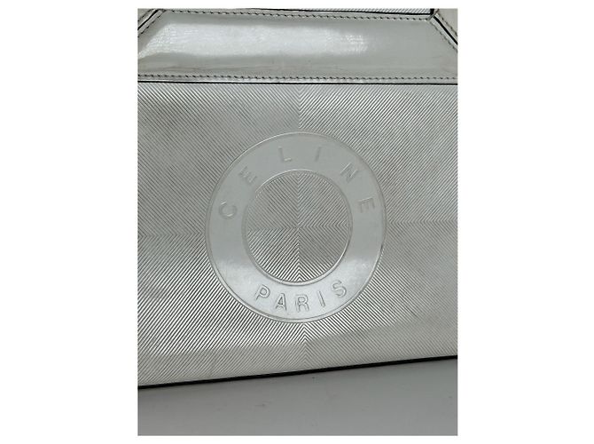 Céline Vintage Celine Paris Leder Baumwollhandtasche weiß - Ansicht 4