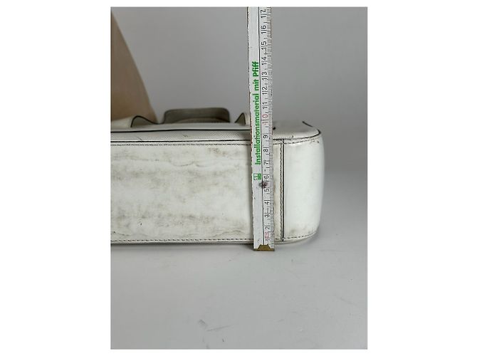 Céline Vintage Celine Paris Leder Baumwollhandtasche weiß - Ansicht 8