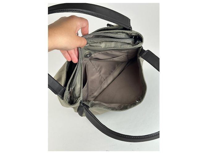 Vintage Yohji Yamamoto Polyester-Leder Tasche Grau Schwarz - Ansicht 14