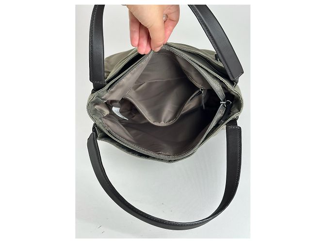 Vintage Yohji Yamamoto Polyester-Leder Tasche Grau Schwarz - Ansicht 7