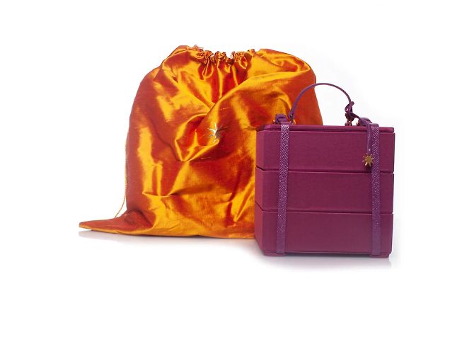 Autre Marque Bvlgari, boîte à bijoux en satin violet - vue 2