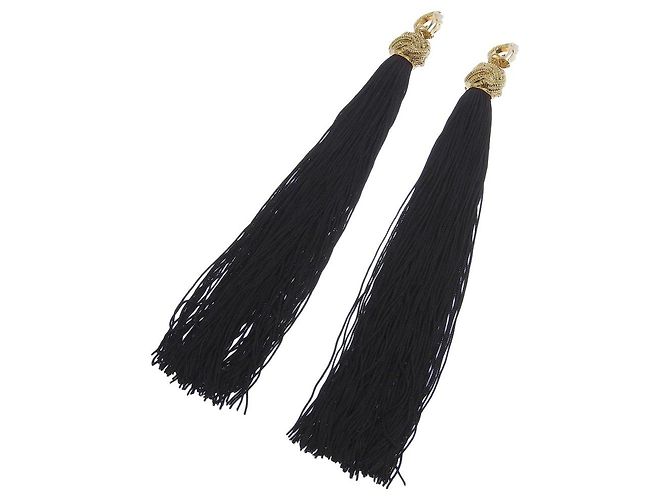 Yves Saint Laurent Orecchini lunghi con frange Saint Laurent oro nero - vista 2