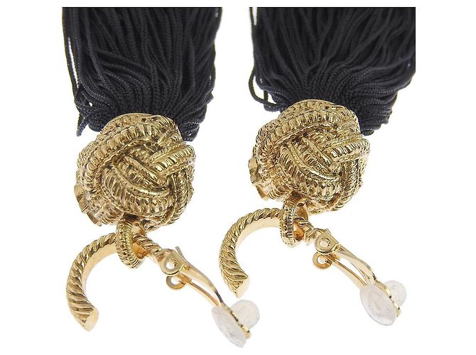 Yves Saint Laurent Orecchini lunghi con frange Saint Laurent oro nero - vista 5