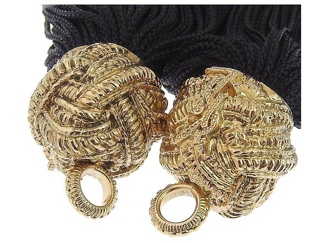 Yves Saint Laurent Orecchini lunghi con frange Saint Laurent oro nero - vista 8