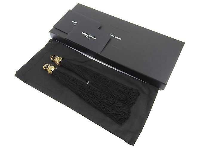 Yves Saint Laurent Orecchini lunghi con frange Saint Laurent oro nero - vista 9