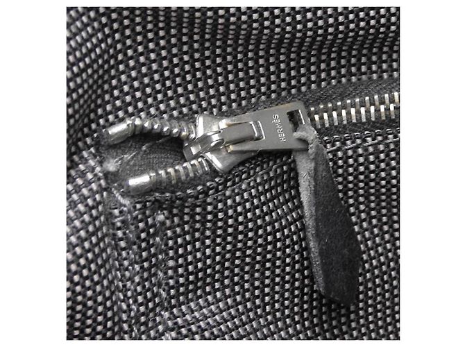 Hermès Bazas MM Canvas Schultertasche Grau Anthrazitgrau - Ansicht 6