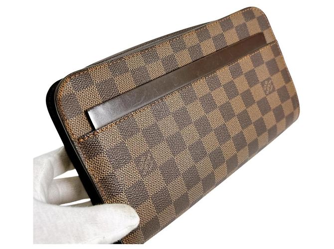 Borsa Clutch Louis Vuitton Damier Ebene Marrone - vista 7