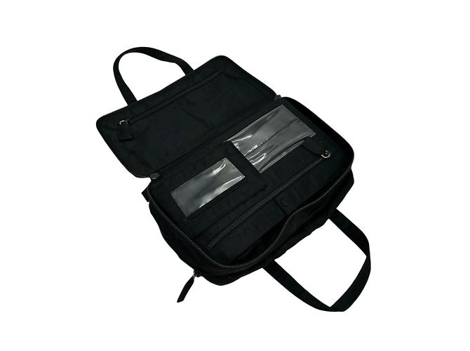 Bolsa de nylon Prada em preto e marrom - vista 9