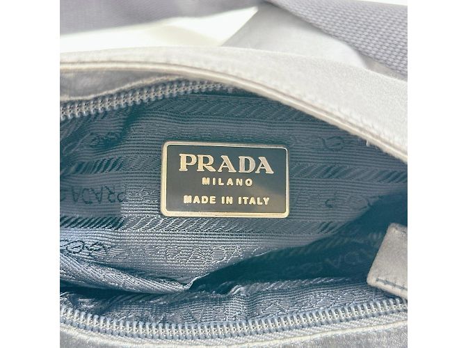 Pochette in satin grigio Prada Marrone - vista 13