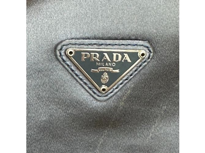 Pochette in satin grigio Prada Marrone - vista 14