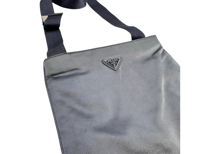 Pochette in satin grigio Prada Marrone - vista 3
