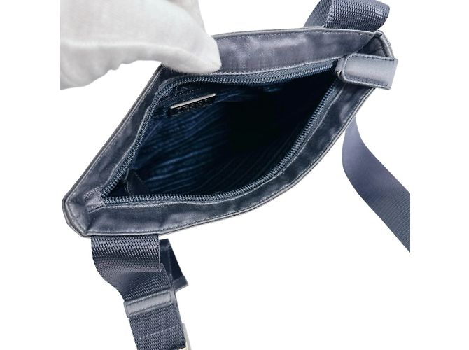 Pochette in satin grigio Prada Marrone - vista 6