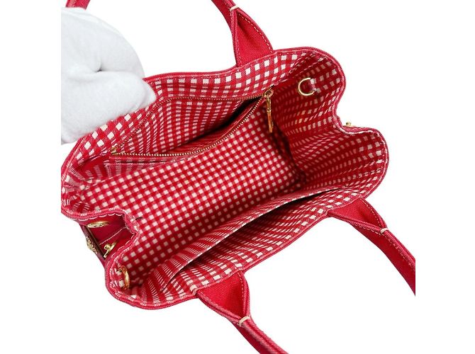 Prada Rote Mini Canapa Canvas Tote Tasche - Ansicht 10