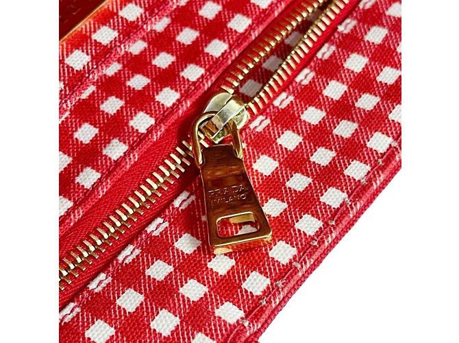 Prada Rote Mini Canapa Canvas Tote Tasche - Ansicht 12
