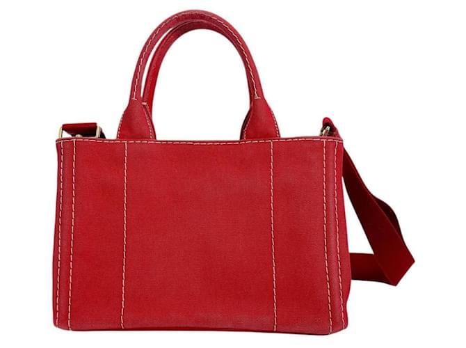 Prada Rote Mini Canapa Canvas Tote Tasche - Ansicht 3