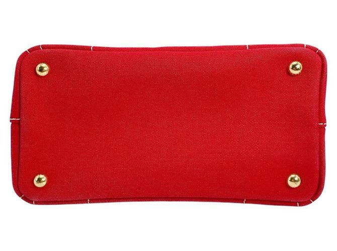 Prada Rote Mini Canapa Canvas Tote Tasche - Ansicht 5