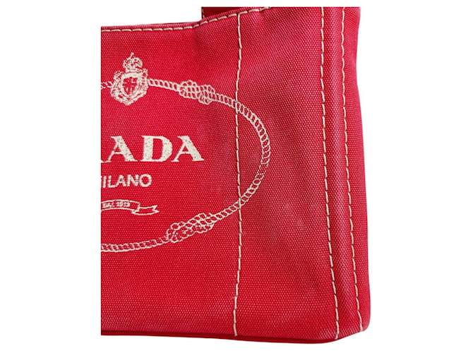 Prada Rote Mini Canapa Canvas Tote Tasche - Ansicht 8