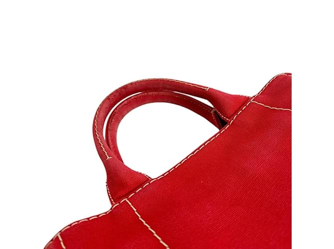 Prada Rote Mini Canapa Canvas Tote Tasche - Ansicht 9