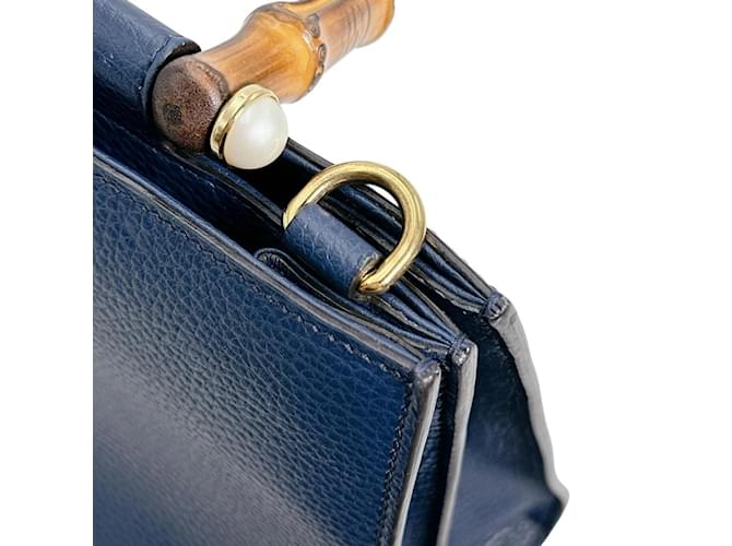 Bamboo Borsa Gucci in bambù blu e pelle - vista 10