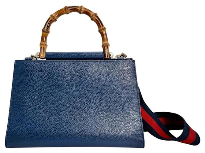 Bamboo Borsa Gucci in bambù blu e pelle - vista 2