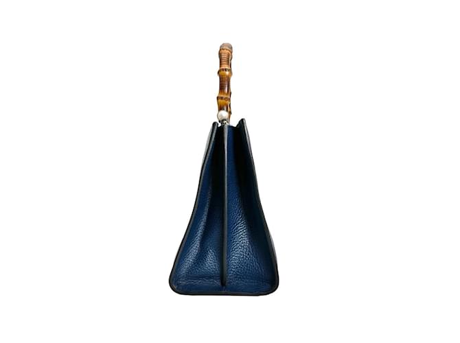 Bamboo Borsa Gucci in bambù blu e pelle - vista 4