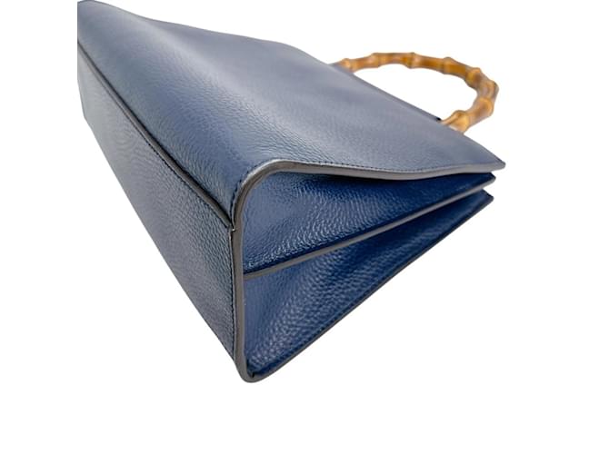 Bamboo Borsa Gucci in bambù blu e pelle - vista 6