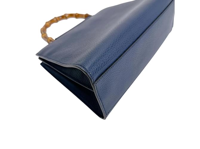 Bamboo Borsa Gucci in bambù blu e pelle - vista 7