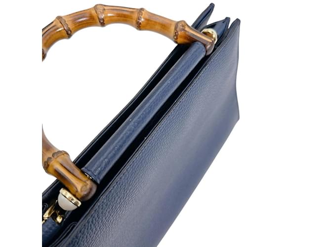 Bamboo Borsa Gucci in bambù blu e pelle - vista 9