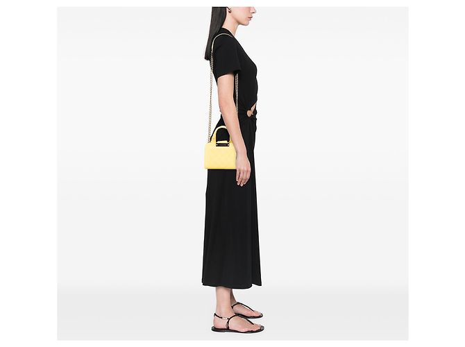 Borsa shopping Chanel Mini in pelle di vitello gialla con etichetta Click Giallo - vista 12