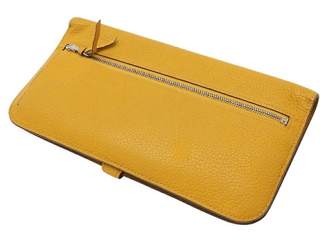 Portafoglio lungo Hermès Dogon Recto Verso Togo Giallo - vista 2