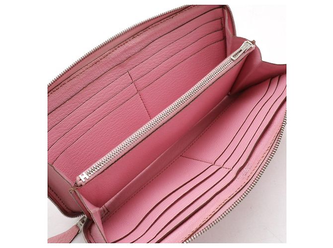 Hermès Portafoglio lungo Azap in capra Hermes Rosa - vista 5